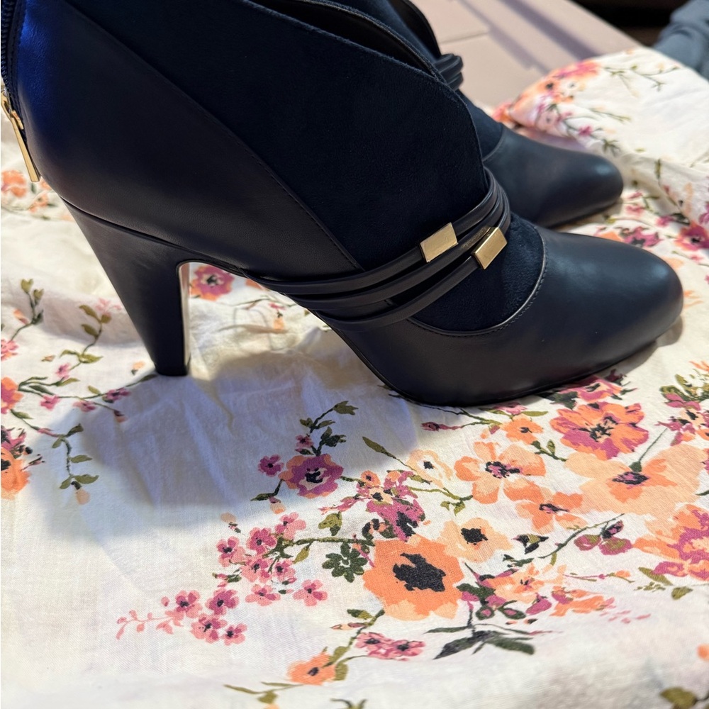 Bella Vita Navy Ankle Boots with Strap Detail - Picture 2 of 10